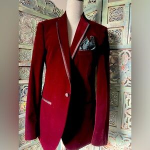 Paisley & Gray Men’s 38 Regular Burgundy Velvet Smoking Jacket